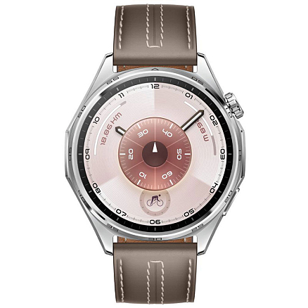 Умные часы Huawei Watch GT 6 46 мм с серым кожаным ремешком серебристые