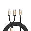 Кабель Type-C - MicroUSB, Lightning 1,2 м 3A плетеный Baseus Rapid черно-золотистый