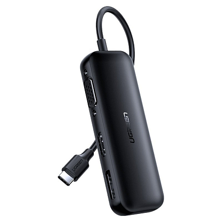 Хаб (разветвитель) (преобразователь) Type-C - HDMI 4K 60Hz, VGA, DisplayPort Ugreen CM260 черный