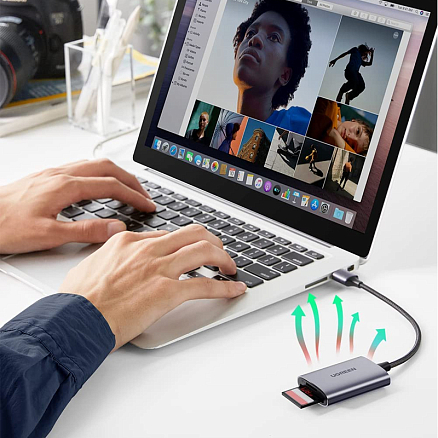 Картридер Type-C 3.2 Gen1 для SD и MicroSD Ugreen CM401 серый