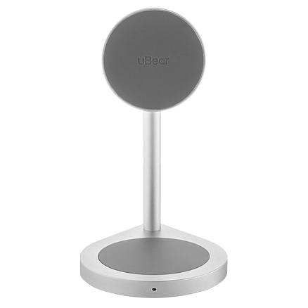 Беспроводная зарядка 2-в-1 MagSafe для iPhone и AirPods 15W uBear Stage серебристая