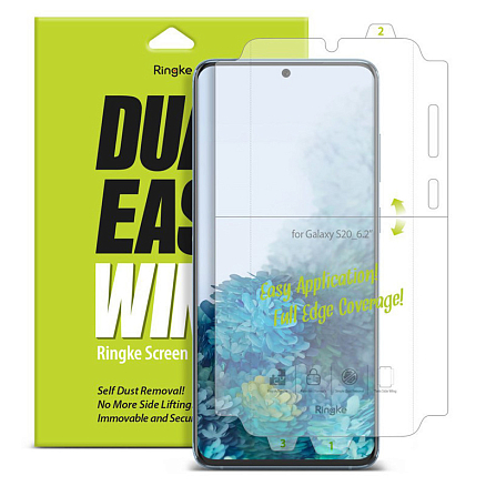 Пленка защитная Samsung Galaxy S20 на весь экран и торцы Ringke Dual Easy прозрачная 2 шт.