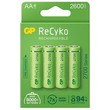 Аккумуляторы AA (пальчиковые большие) Ni-Mh 2600мАч GP Gift box комплект 4 шт.