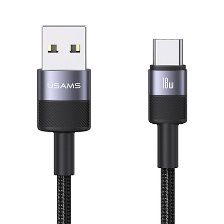 Кабель Type-C - USB для зарядки 1,2 м 3А 18W плетеный Usams SY SJ718 (быстрая зарядка) черный