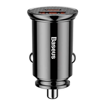 Зарядное устройство автомобильное с USB и Type-C входами 5А 30W Baseus Circular PPS (быстрая зарядка PD 3.0, QC 4.0) черное