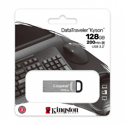 Флешка Kingston DataTraveler Kyson 128GB металл серебристая
