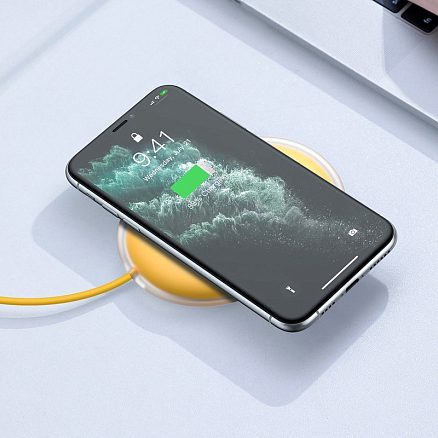 Беспроводная зарядка для телефона 15W Baseus Jelly (быстрая зарядка) желтая