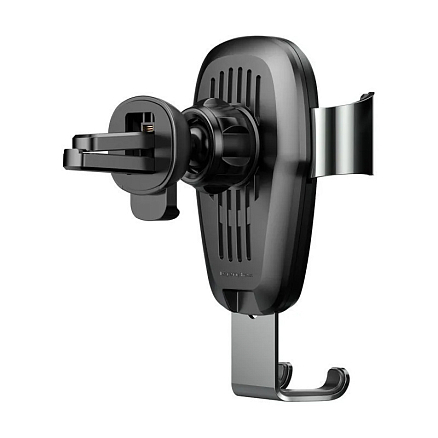 Держатель автомобильный в решетку обдува с беспроводной зарядкой (быстрая) и гравитационным зажимом Baseus Metal Gravity черный