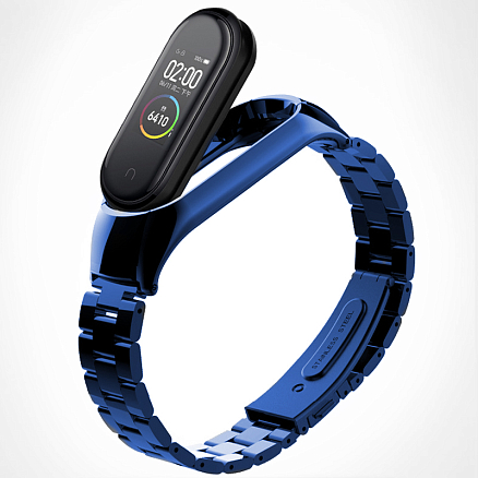Сменный браслет для Xiaomi Mi Band 4 металлический Nova Metal синий