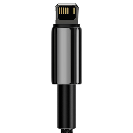 Кабель USB - Lightning для зарядки iPhone 2 м 2.4А плетеный Baseus Tungsten Gold черный