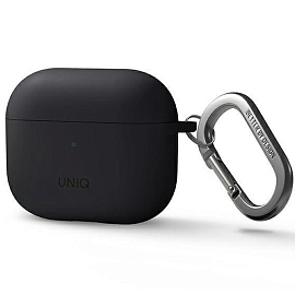 Чехол для наушников AirPods 3 силиконовый с карабином UNIQ Nexo серый