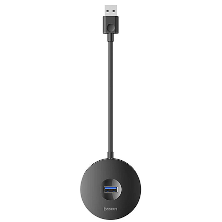 USB 3.0 HUB (разветвитель) на 1 порт USB 3.0 и 3 порта USB 2.0 25 см Baseus Round Box с питанием MicroUSB черный