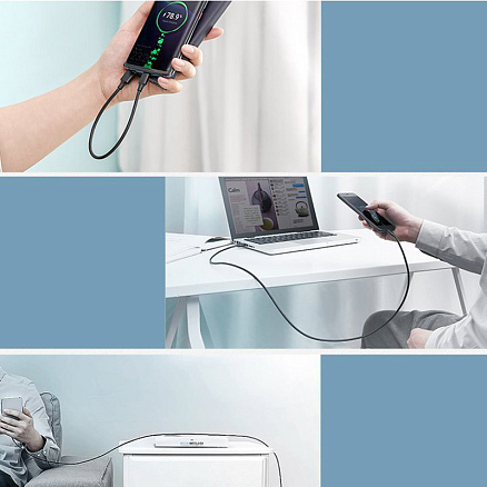 Кабель Type-C - USB длина 0,5 м 3A Ugreen US287-60115 (быстрая зарядка QC 3.0) черный