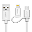 Кабель USB - MicroUSB, Lightning 1 м 2.4А MFi Ugreen US165 серебристый