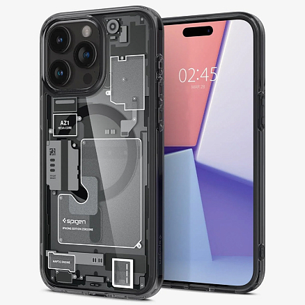 Чехол для iPhone 15 Pro Max гибридный Spigen Ultra Hybrid Zero One MagSafe серый