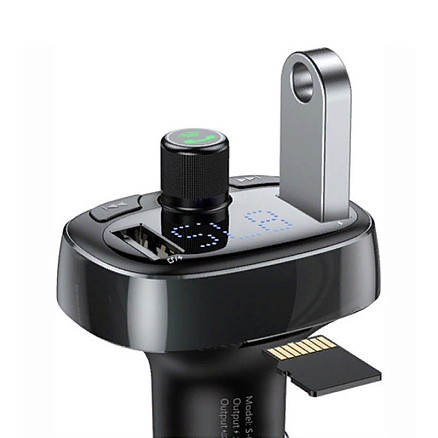 FM модулятор (трансмиттер) автомобильный с громкой связью и USB для зарядки Baseus CCALL-TM01 черный