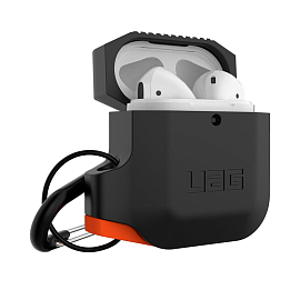Чехол для наушников AirPods, AirPods 2 силиконовый водонепроницаемый Urban Armor Gear UAG черно-оранжевый