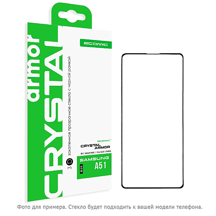 Защитное стекло для Samsung Galaxy A12, M12, A02s, A02, A03s, A03, A13 5G на весь экран противоударное Atomic Crystal Armor 3D черное