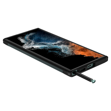 Чехол для Samsung Galaxy S22 Ultra гибридный для экстремальной защиты Spigen Tough Armor зеленый