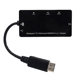 Переходник DisplayPort - DVI-I, VGA, HDMI + 3,5 мм (папа - мама, мама, мама) черный