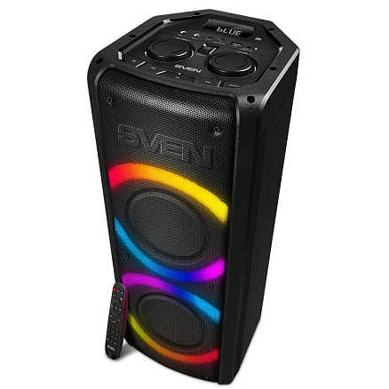 Портативная акустическая система Sven PS-710 с подсветкой, FM-радио, USB и поддержкой MicroSD карт черная