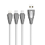 Кабель USB - MicroUSB, MicroUSB, Lightning 1,38 м 2.1A Joyroom JR-S105 серо-белый
