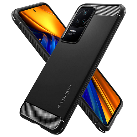Чехол для Xiaomi Poco F4, Redmi K40S гелевый Spigen Rugged Armor черный