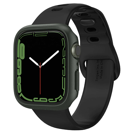 Чехол для Apple Watch 45 мм пластиковый тонкий Spigen Thin Fit хаки