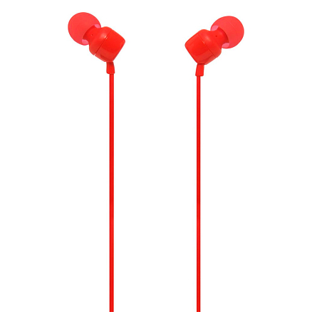 Наушники JBL Tune 110 вакуумные с микрофоном и плоским проводом красные