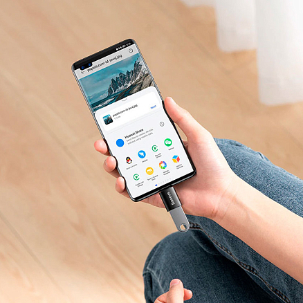 Переходник Type-C - USB 3.1 (папа - мама) хост OTG Baseus Ingenuity Series Mini черный