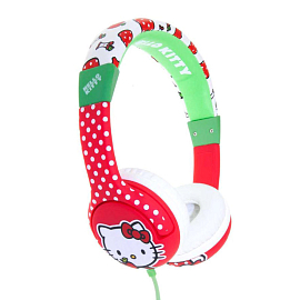 Наушники для детей OTL накладные Hello Kitty красно-зеленые