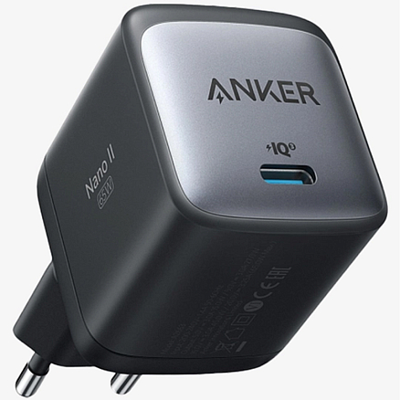 Зарядное устройство сетевое Type-C 65W Anker PowerPort Nano II GaN (быстрая зарядка PD) черное