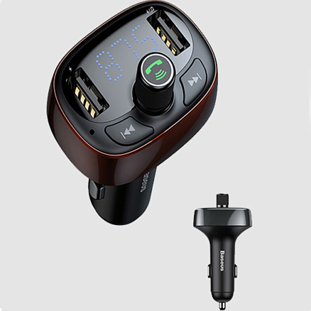 FM модулятор (трансмиттер) автомобильный с громкой связью и USB для зарядки Baseus CCALL-TM01 черный