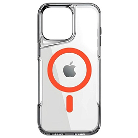 Чехол для iPhone 15 гибридный CASE Crystal Clear Magsafe прозрачно-оранжевый