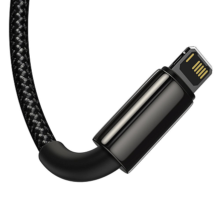 Кабель USB - MicroUSB, Lightning, Type-C для зарядки 1,5 м 3.5А плетеный Baseus Tungsten Gold черный