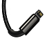 Кабель USB - MicroUSB, Lightning, Type-C для зарядки 1,5 м 3.5А плетеный Baseus Tungsten Gold черный