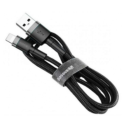 Кабель USB - Lightning для зарядки 0,5 м 2А плетеный Baseus Cafule черный