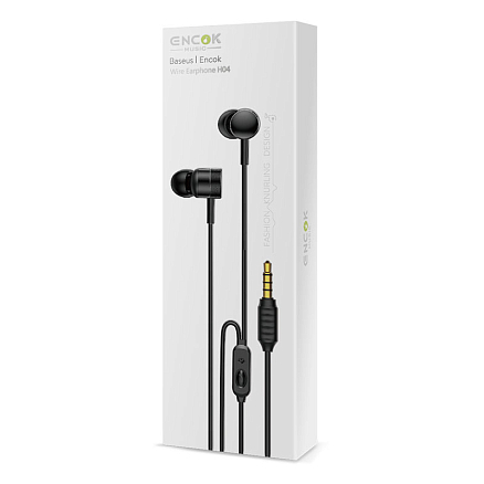 Наушники Baseus Encok H04 вакуумные с микрофоном и пультом черные