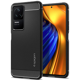 Чехол для Xiaomi Poco F4, Redmi K40S гелевый Spigen Rugged Armor черный