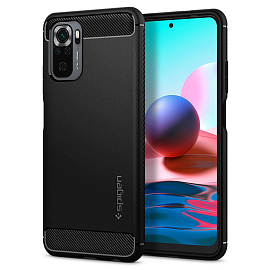 Чехол для Xiaomi Redmi Note 10, 10S гелевый Spigen Rugged Armor черный