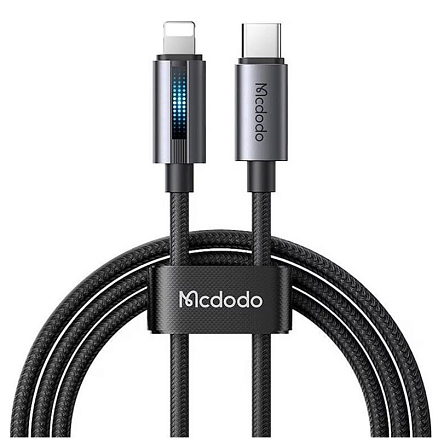 Кабель Type-C - Lightning для зарядки 1,2 м 3А 36W плетеный McDodo CA-5710 (быстрая зарядка PD) черный