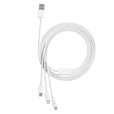 Кабель USB - Lightning, MicroUSB, Type-C 1.5 м 3.5A Baseus Superior CAMLTYS-02 белый