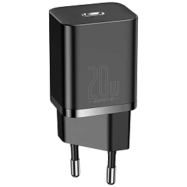 Зарядное устройство сетевое Type-C 20W с кабелем Lightning Baseus Super Si TZCCSUP-B01 (быстрая зарядка PD) черное