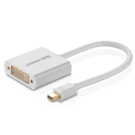 Переходник Mini DisplayPort - DVI-D (папа - мама) 15 см Ugreen 10402 серебристый