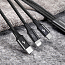 Кабель USB - Lightning, MicroUSB, Type-C 1,2 м 3A плетеный Baseus Rapid черный