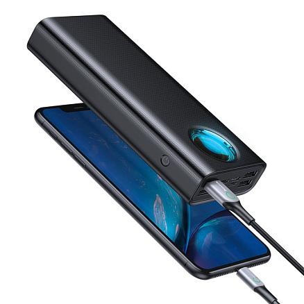 Внешний аккумулятор Baseus Amblight 30000мАч (4хUSB, Type-C, ток 3А, быстрая зарядка PD, QC 3.0, 33Вт) черный