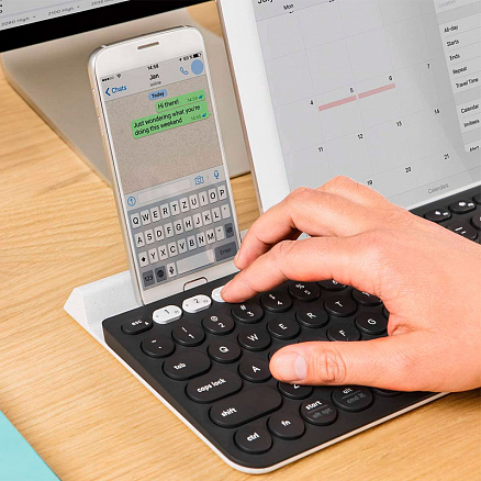 Клавиатура беспроводная Bluetooth для планшетов, смартфонов и ПК Logitech K780 универсальная черно-белая