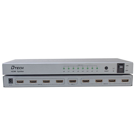 HDMI Splitter (разветвитель) на 8 портов 4Kx2K (1 HDMI вход на 8 HDMI выходов) Dtech DT-7148