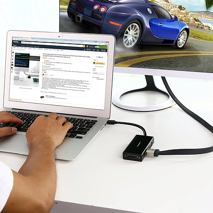 Переходник Mini DisplayPort - HDMI, VGA, DVI-I длина 14,5 см Ugreen MD114 черный