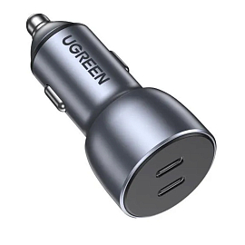 Зарядное устройство автомобильное с двумя Type-C входами 50W Ugreen CD213-70594 (быстрая зарядка PD 3.0) серое